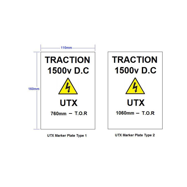 Sign, Traction 1500V Dc Utx Plates, Depth To Be Specified, 160Mm X 110Mm
